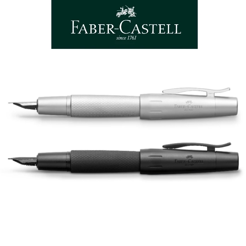 免費客製化刻字【Faber-Castell】E-MOTION黑金剛/銀格紋鋼筆 送禮首選 台灣輝柏✿50B004